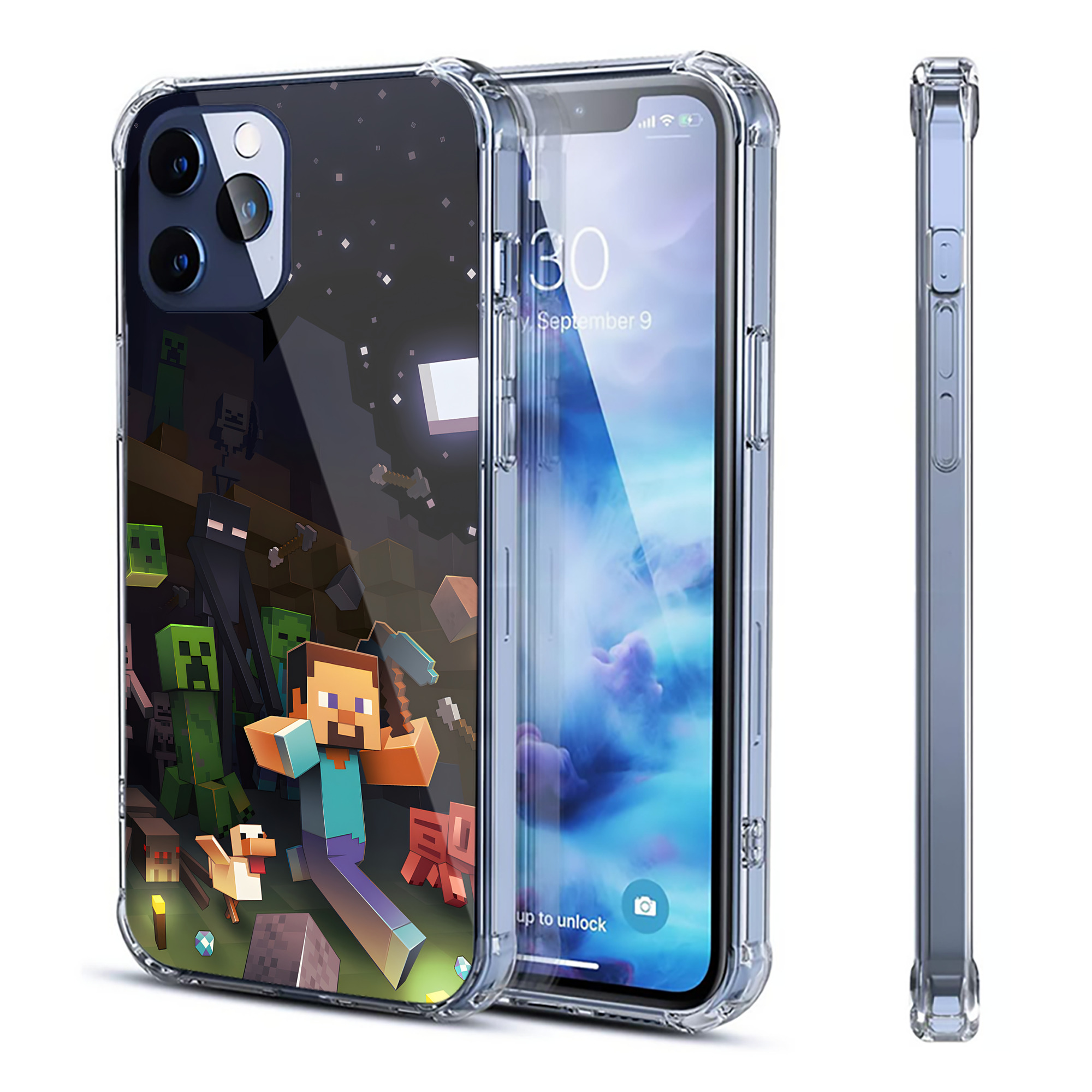 （画像用） マインクラフト ブロックの世界 Minecraft MC Block world 【iPhone 12シリーズ対応】透明スマホケース（クリアソフトケース）